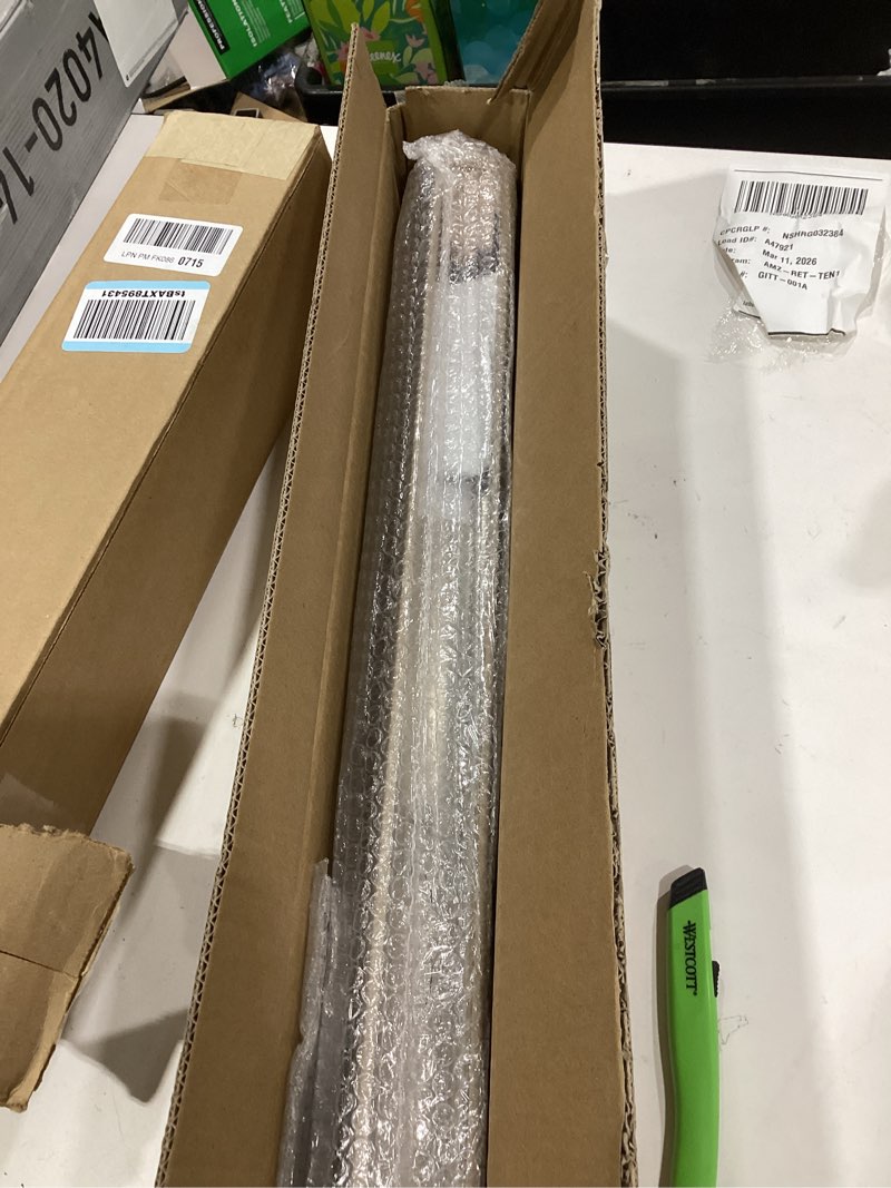Condition photo showing New/Like New for HESTIA No Drill Cordless Blackout Roller Shades Screwless Waterproof Shower Window Blinds, Auto-Retraction Easy Install Blind for Bathroom/Kitchen/Office/Exterior, Greige, 26.5" W x 54" H 26.5"W x 54"H Greige