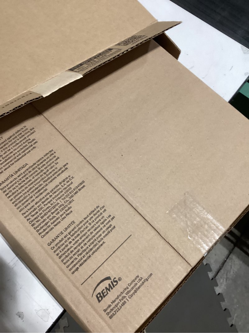 Condition photo showing New/Like New for Bemis Alesio Slow Close Toilet Seat, Sleek Chrome Hinges and Adjustable Perfect Fit Wood Seat, Made in USA, Round, White Round White & Chrome