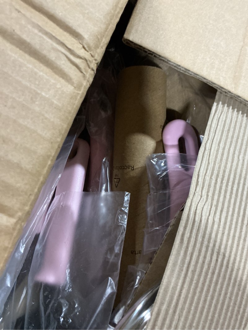 Condition photo showing As Is for GreenLife 16 Piece Nonstick Cookware Set, Soft Grip Non-Toxic PFAS-Free Ceramic Pots & Pans, Dishwasher & Oven Safe, Frying, Sauce, Saute, Utensils, Glass Lids, Stay-Cool Handles, Wobble Free, Pink 16 Piece Cookware Set Soft Pink
