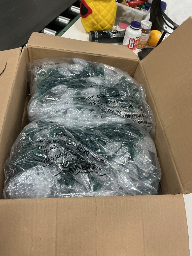 Condition photo showing As Is for C9 LED Christmas Lights Outdoor, 66 Feet 100 LED C9 String Lights with 100 Spring Clips, Waterproof 