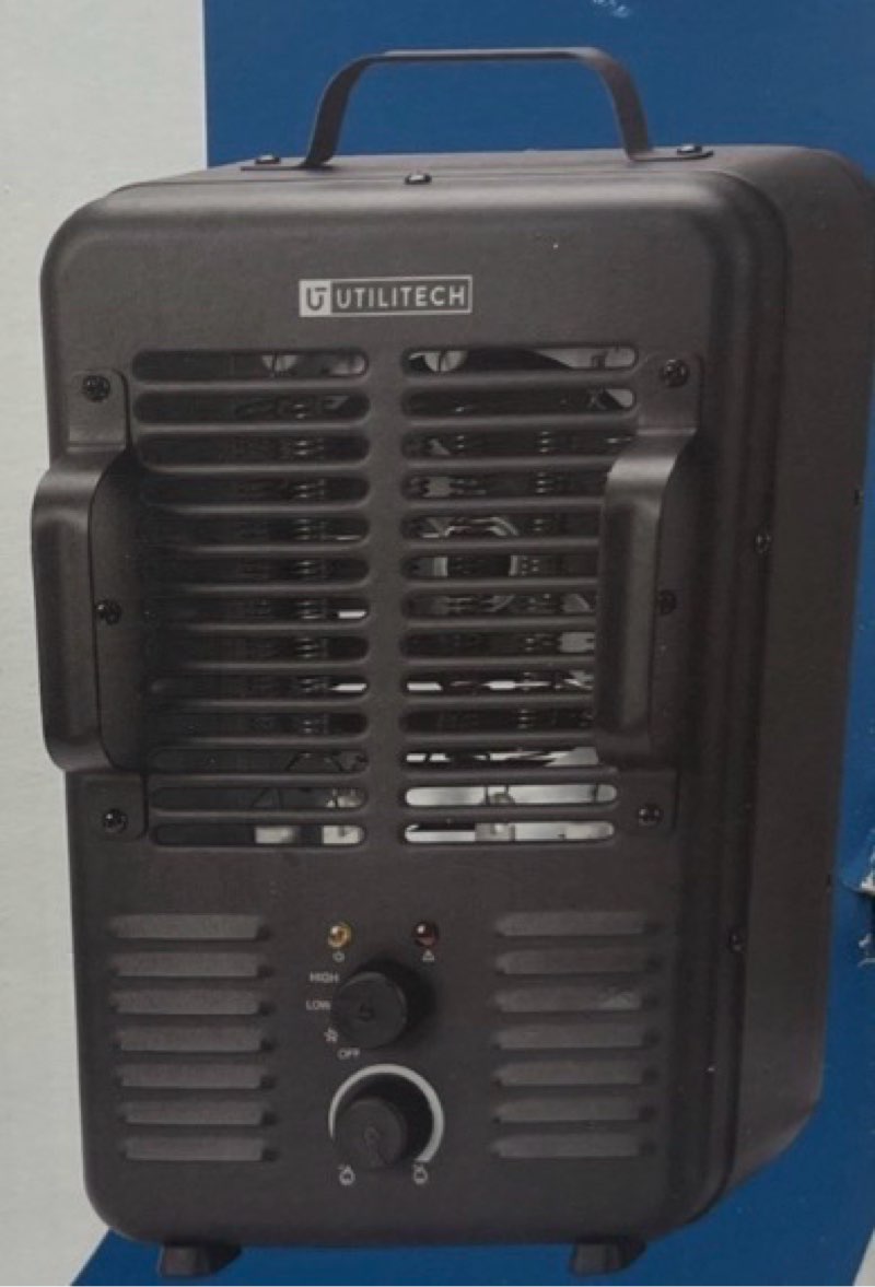 Utilitech 4969015 1500W Utility Fan Heater Adjustable Thermostat & Safety Featur