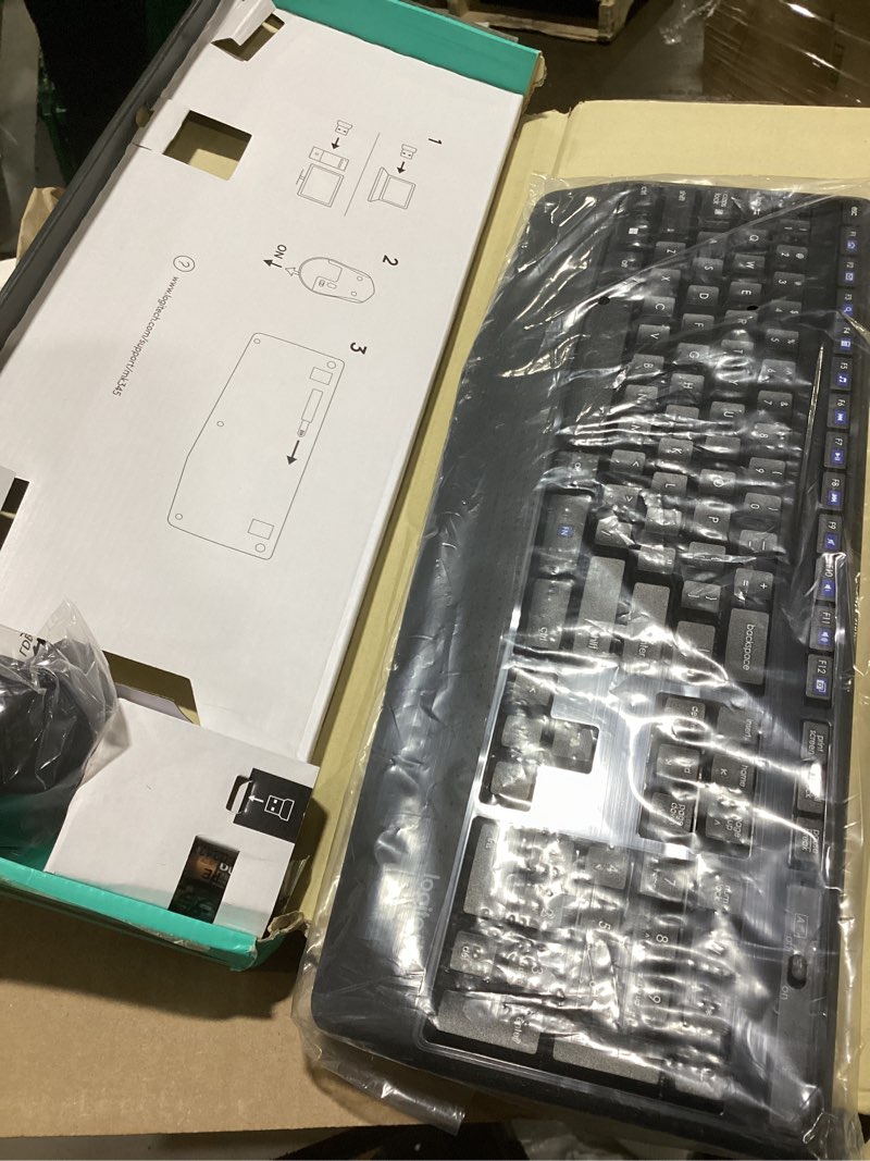 Condition photo showing Good Condition for logitech mk345 wireless keyboard and mouse combo with palm rest, 2.4 ghz usb receiver, compatible with pc, laptop, black