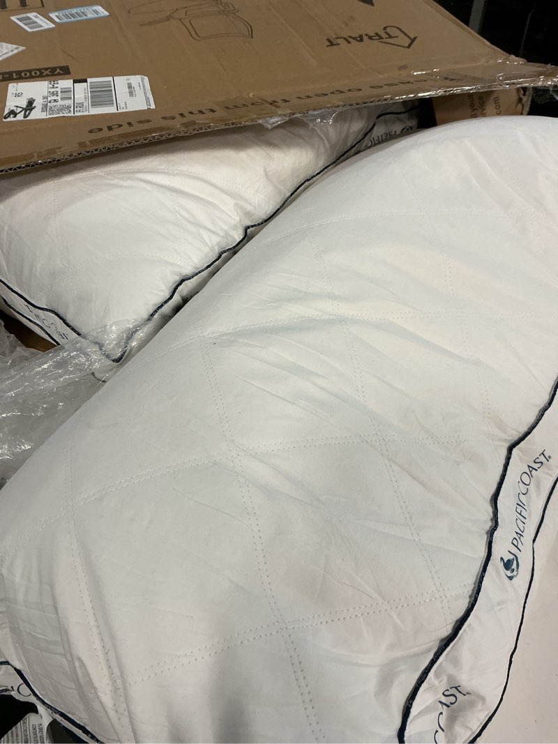 Condition photo showing Good Condition for Pacific Coast Gusseted Bed Pillows for Side Sleepers and Back Sleepers, Goose Feather and Down Firm Pillows with 100% Cotton Shell, King Size Set of 2, Supportive Gusseted Pillows for Sleeping King (Pack of 2)
