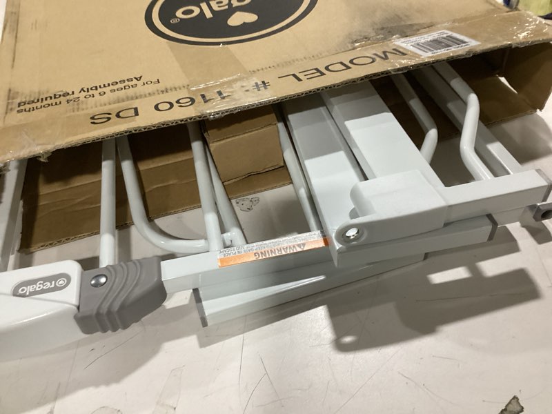 Condition photo showing Good Condition for Regalo Safety 38" Baby Gate for Doorways & Bottom of Stairs, Pressure Mount Design for Babies, Toddlers & Pets, Tested & Safe for 30 Years, American Designed, American Owned, White White 29-38.5"W x 30"H