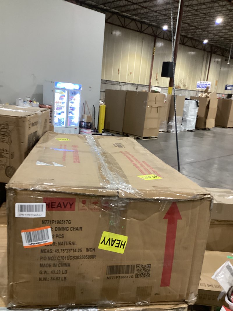 Condition photo showing New/Like New for Lilia Dining Chairs Set of 2, Modern Dining Chair with Fabric Upholstery, Rubberwood Frame Kitchen Chairs with Cane Webbing, Extra Seat for Dining Room, Beige + Walnut