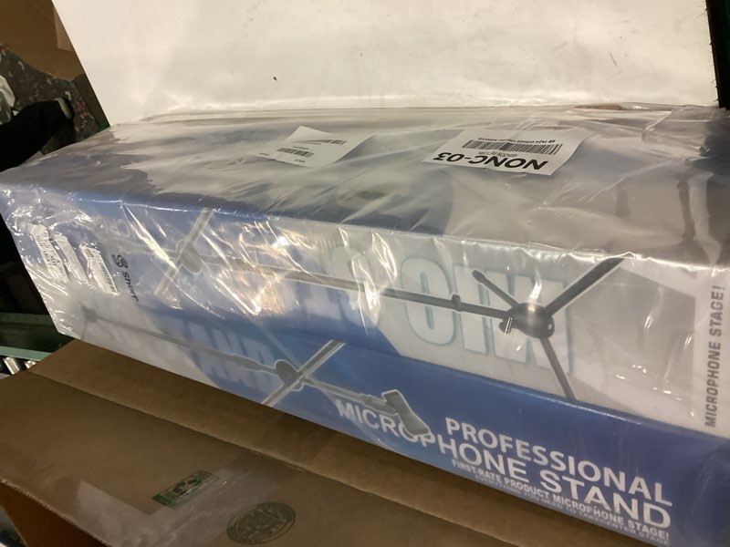 Condition photo showing New/Like New for Sherr 4 Pcs Tripod Microphone Stand Adjustable Boom Height Mic Stand with Mic Clip and Windscreen for Live Stream, Singing, Stage Performance, Studio, Max Height 60 Inch