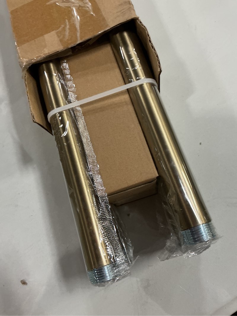 Condition photo showing Good Condition for lootkell warm gold curtain rods for windows 72 to 144 adjustable length heavy duty 1" diameter brass bronze long window curtain rod with solid metal finials for outdoor farmhouse bedroom living room warm gold 16"-150"|1 pack