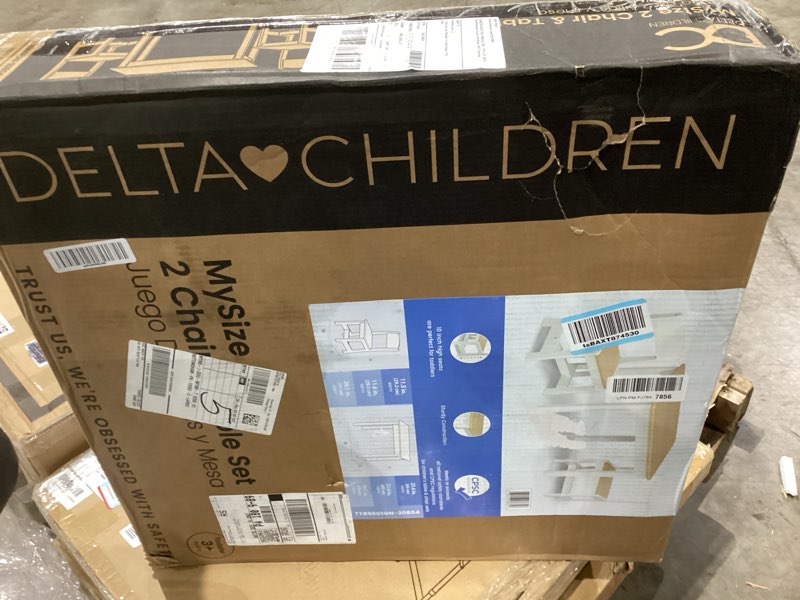 Condition photo showing Good Condition for Delta Children MySize Kids Wood Table and Chair Set (2 Chairs Included) - Ideal for Arts & Crafts, Snack Time, Homeschooling, Homework & More, Bianca White/Natural
