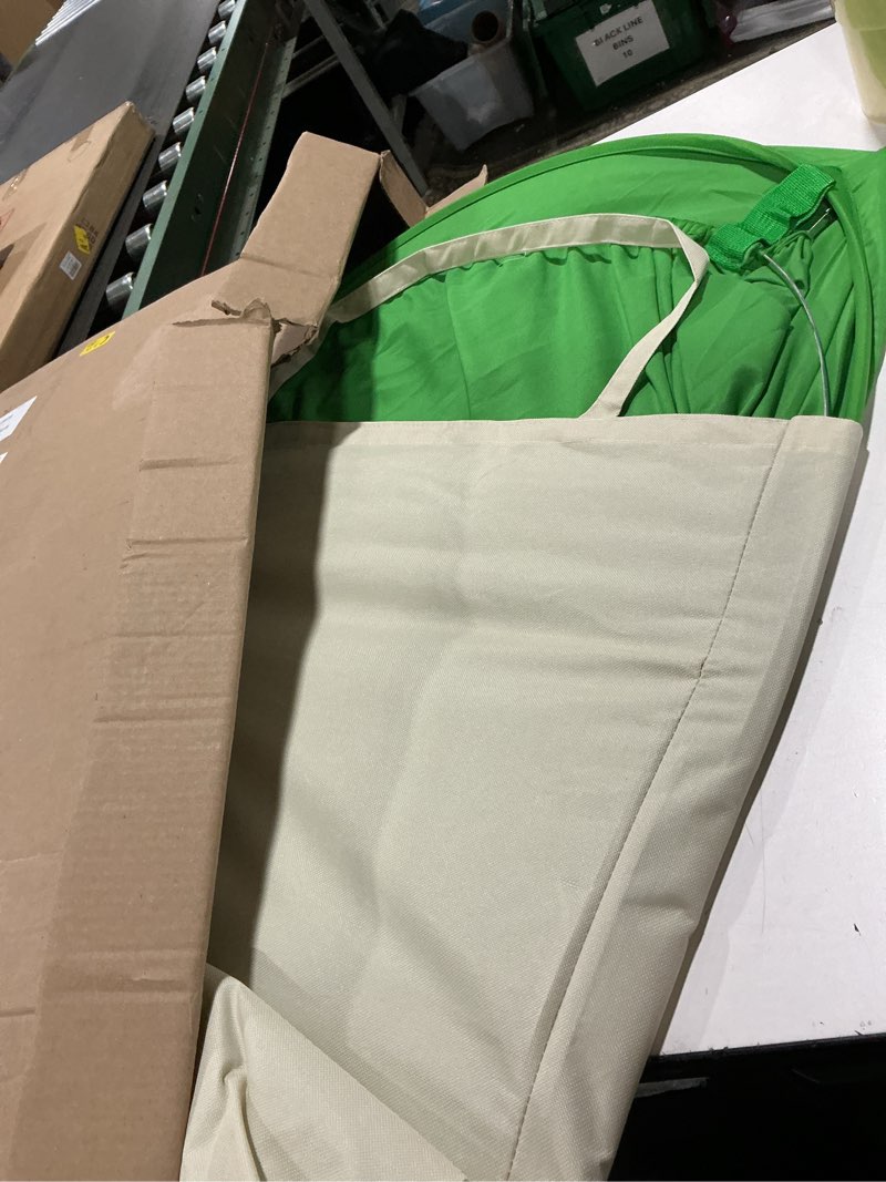 Condition photo showing As Is for Portable Green Screen Chair, 59 in Greenscreen Backdrop with Stand Double Sided Foldable Green Background, Chroma Key, for Video Chats and Meetings, Photography, Photo Zoom, Streaming Games