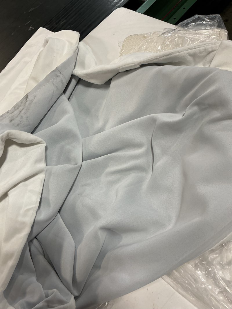 Condition photo showing As Is for 2 panels 100% blackout linen-textured curtains, thick thermal insulated grommet drapes with subtle herringbone weave, luxury decor for bedroom/living room, 54 x 63 inches, purwhite purwhite 54"w x 63"l (pack of 2)