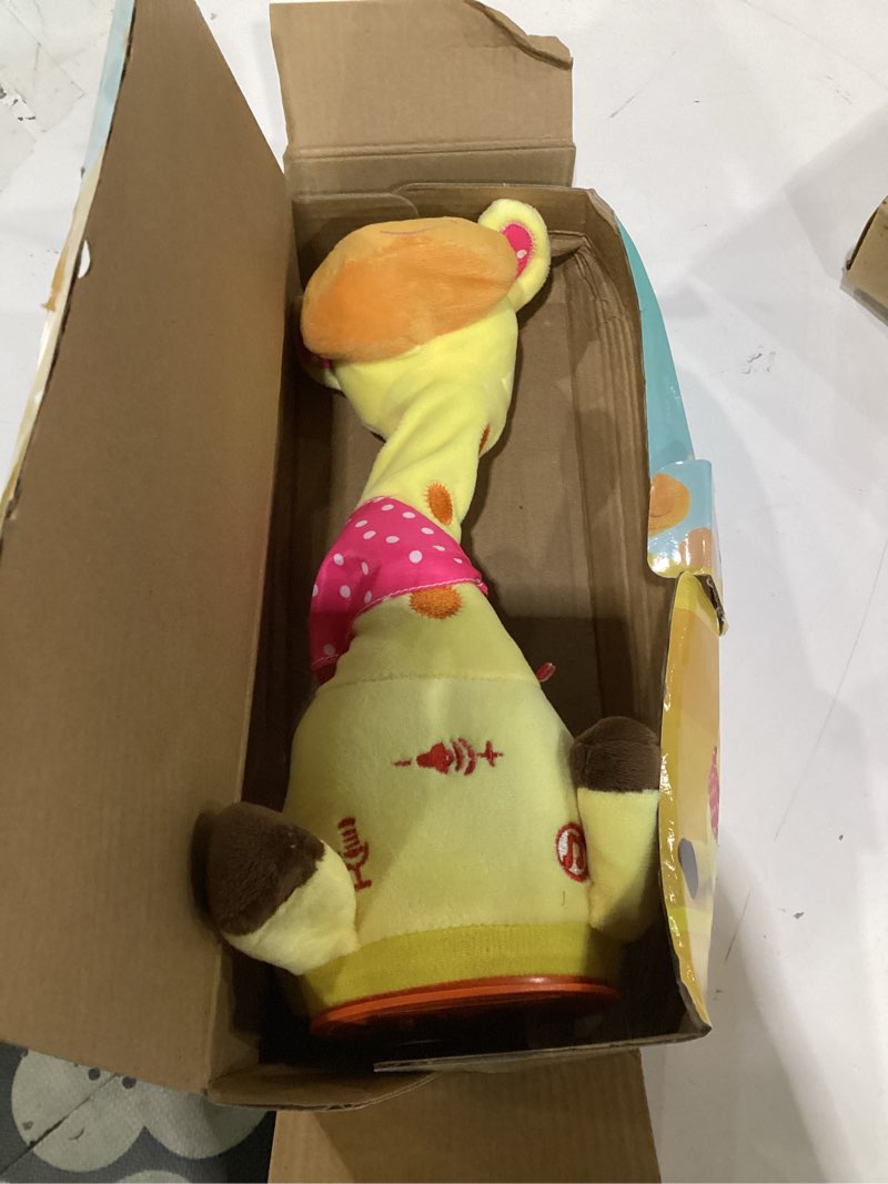 Condition photo showing Good Condition for not tested****dancing talking giraffe toy, stuffed animal baby toy repeating what you say, glowing musical giraffe gifts for toddlers 1-3 years old, for kids (giraffe)
