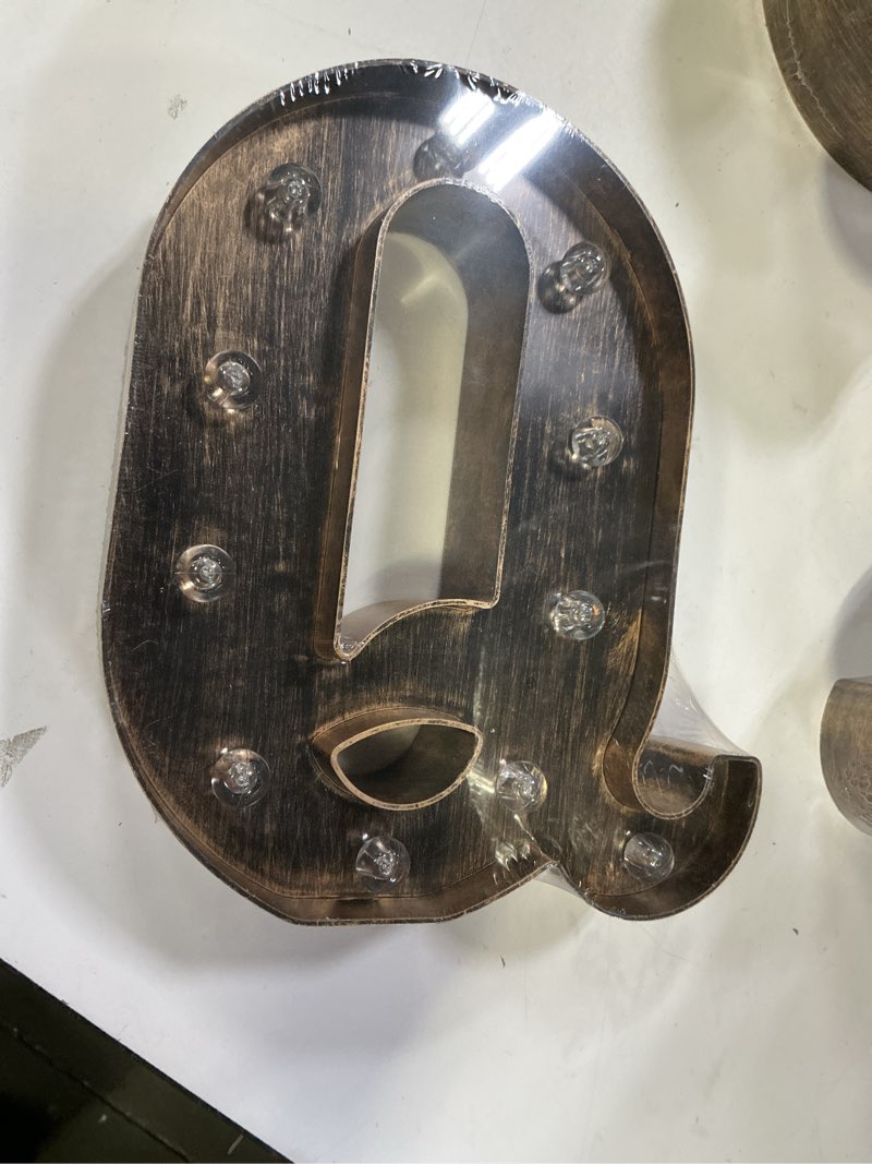 Condition photo showing New/Like New for oycbuzo golden black led marquee letter  industrial vintage light up for cafe bar birthday christmas – q