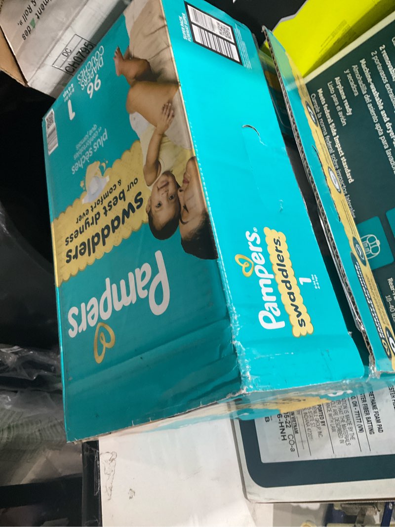 Condition photo showing Good Condition for pampers swaddlers diapers, size 1 (8-14 lbs), 96 count, fragrance free, hypoallergenic, absorbent, pediatrician recommended, skin safe