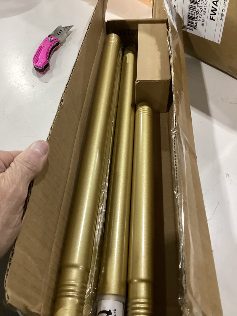 Condition photo showing Good Condition for gold shower curtain rod 34-66 inches(2.8-5.5ft) never rust adjustable shower rod spring tension non slip no drilling shower rods for bathroom garland window gold 34“-66”