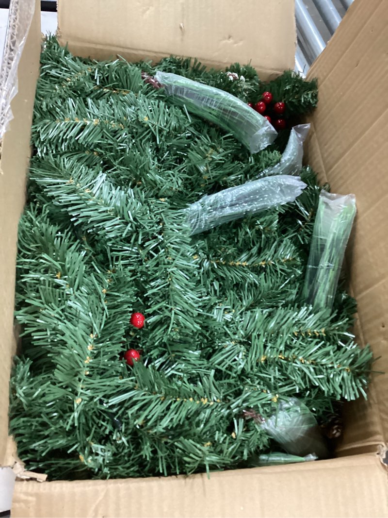 Condition photo showing Good Condition for Total 18 Ft Extra Long Prelit Christmas Garland Outdoor 200 Warm White Lights 8 Modes Timer Xmas Garland Battery Operated 300 Thick Branch Christmas Decoration Stairs Mantle,2 Pack 9 Ft Each