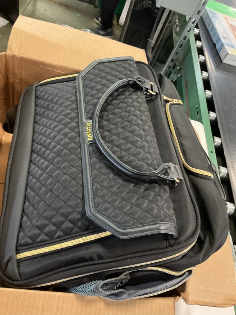 Condition photo showing As Is for Rolling Laptop Bag, Water Resistant Briefcase for Women with Wheels, 17.3 Inch Computer Bags with Leather Handle, Roller Teacher Bag for Work Business, Flight Approved, TSA Friendly, Black