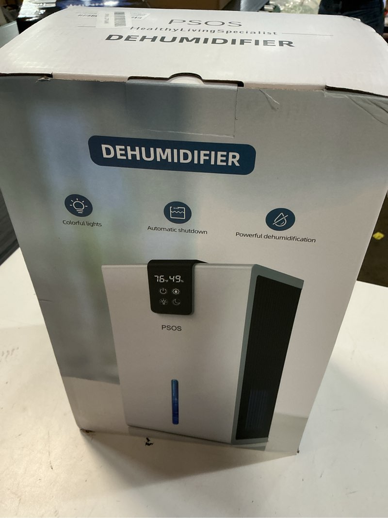 Condition photo showing New/Like New for dehumidifier, dehumidifiers for home, 98 oz water tank, (1000 sq.ft) quiet dehumidifier for basement bedroom bathroom with humidity display, auto shut off, relaxing 7 color ambient light(gray)