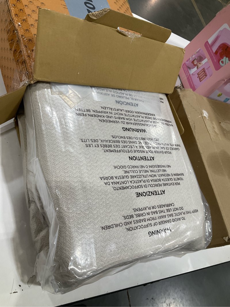 Condition photo showing Good Condition for bedsure gentlesoft 100% cotton large blanket oversized king for bed 120x94 inches - breathable soft cozy herringbone woven blanket for summer, couch cover, linen beige 01 - linen beige oversized king