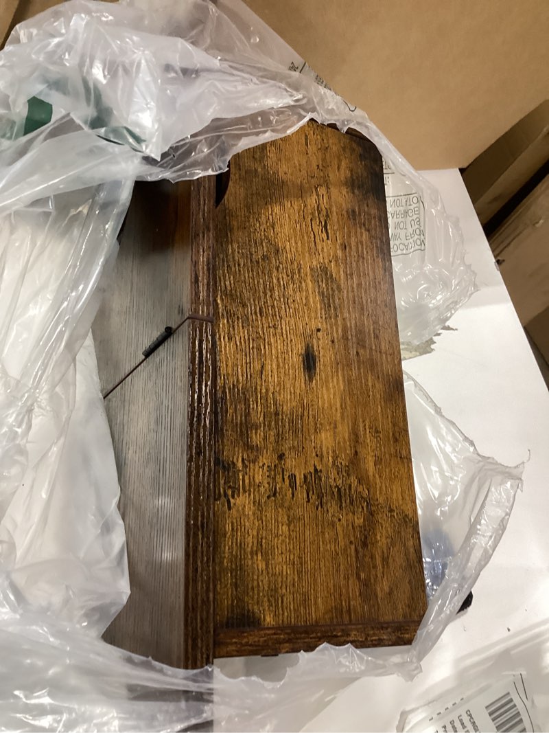 Condition photo showing Good Condition for hoobro end table with charging station, narrow side table, flip top nightstand with usb ports and outlets, bedside tables with shelf for small spaces, living room, rustic brown bf341bz01 1 rustic brown + black