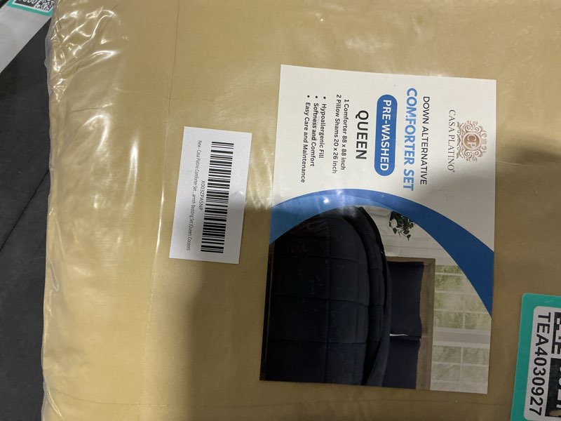 Condition photo showing New/Like New for Casa Platino Comforter Queen Bed Set- Cozy Queen Comforter Set - Ultra Soft & Breathable Pre-Washed 100% Hydro-Brushed Queen Bedding Sets - Super Soft & Cozy Bedding Comforter Set Queen Size- Charocal Queen Charcoal