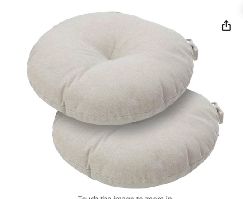 Bistro Chair Cushions 15 inch,Set of 2,Tufted Round Chair Cushions with Ties,15"x15"x4",Water Resistant Round Seat Cushion for Barstool Chairs,Patio Garden Kitchen Outdoor Furniture(Light Brown)