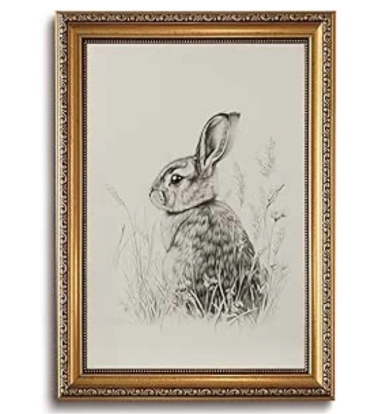 lhhjdio vintage gold framed wall art farmhouse animal canvas wall art easter bunny pictures wall dec