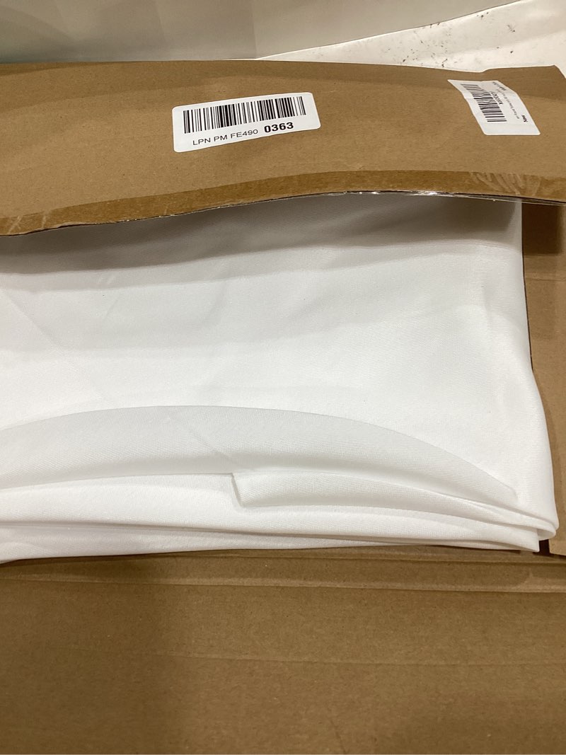 Condition photo showing Good Condition for sancua 60 Inch Round Tablecloth (Fits 20-48 Inch Tables), Water Resistant Spill Proof Washable Polyester Table Cloth Decorative Fabric Table Cover for Dining, Buffet Parties and Camping, White White 60" (Round)