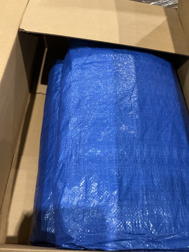 Condition photo showing As Is for tarpal 30x30 feet green tarp waterproof multipurpose protective cover all purpose outdoor poly tarps cover for swimming pool, roof waterproofing,boat, car, camping, firewood,outdoor furniture,etc green/blue 30x30 feet-finished size