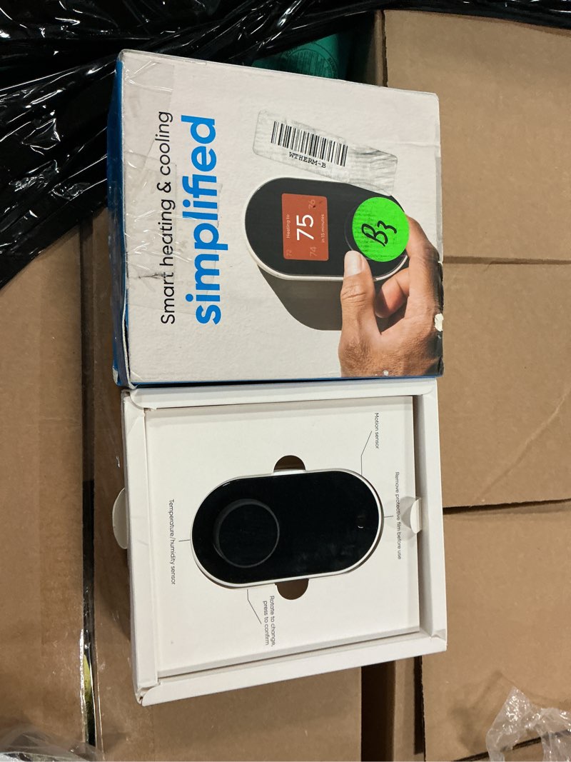 Condition photo showing As Is for wyze programmable smart wifi thermostat for home with app control, energy saving, easy installation, works with alexa and google assistant, black
