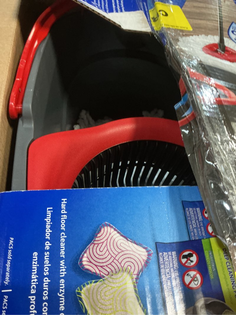 Condition photo showing As Is for o-cedar easywring microfiber spin mop and bucket floor cleaning system