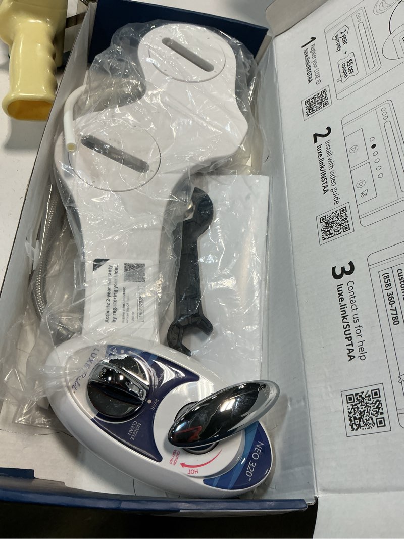 Condition photo showing As Is for LUXE Bidet NEO 320 - Warm Water, Dual Nozzle, Self-Cleaning, Non-Electric Bidet Attachment for Toilet Seat, Adjustable Water Pressure, Rear & Feminine Wash (Blue)