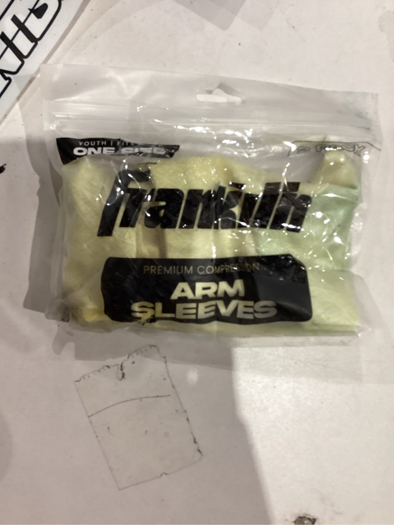 Condition photo showing As Is for Franklin Sports Baseball Arm Sleeves - Baseball + Softball Arm Compression Sleeves for Boys + Girls - Multiple Colors Vanilla/Gold Youth
