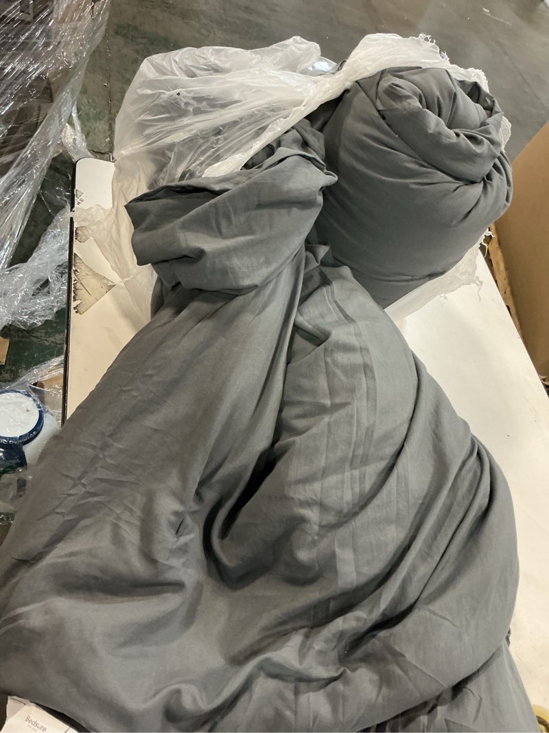 Condition photo showing As Is for Grey Color Cotton Duvet Cover, 3 Pcs Set Stonewashed Cotton Bedding Duvet Cover Full, Queen King Twin Duvet Cover with Coconut Button softened Duvet Set (King)