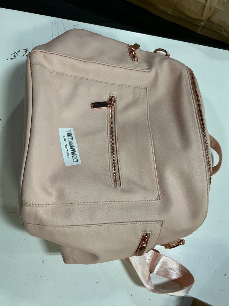 Condition photo showing Good Condition for miss fong pink diaper bag backpack baby diaper bag, large leather diaper backpack with 16 pockets travel diaper bag with diaper changing pad,pink baby backpack stroller straps & 2 insulated pockets pink rose
