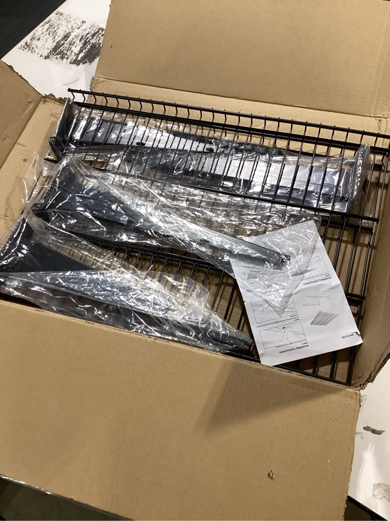 Condition photo showing Good Condition for bobiban 2 pcak slatwall shelves 24x16.5 inch, heavy duty metal slat wall wire shelf for retail, garage, home storage, universal slatwall accessories (2pc, black) 2pc black