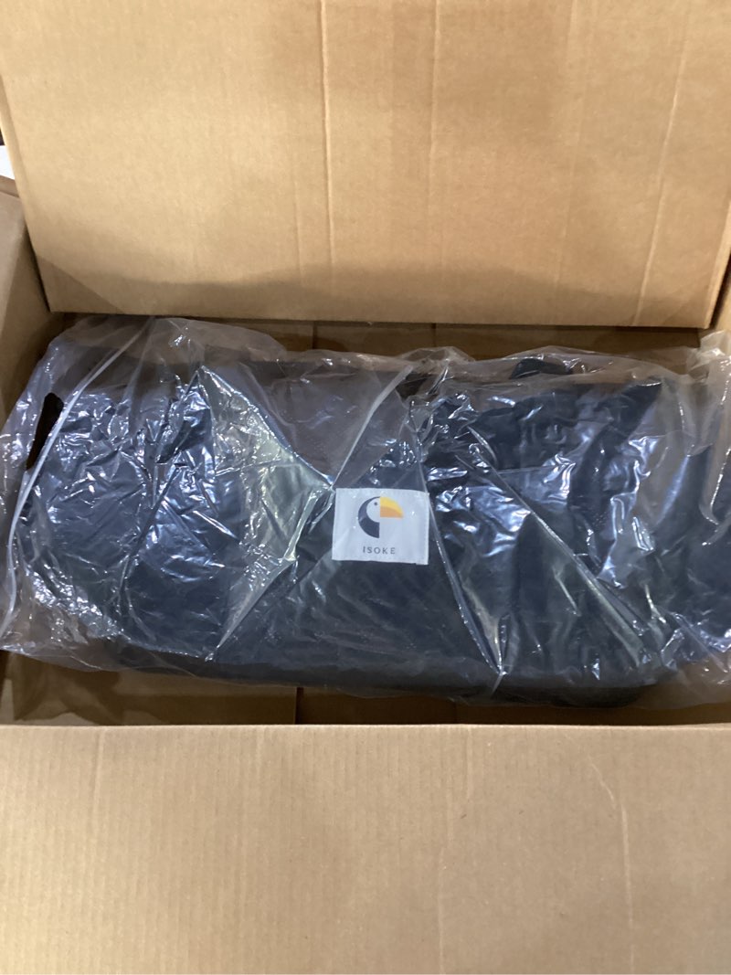 Condition photo showing New/Like New for ISOKE Foldable Travel Duffel Bag - TSA Approved - With Wheels & Shoe Compartment - Weekender Bags for Women - Carry On Overnight Bag - Black - 16"×10"×24"