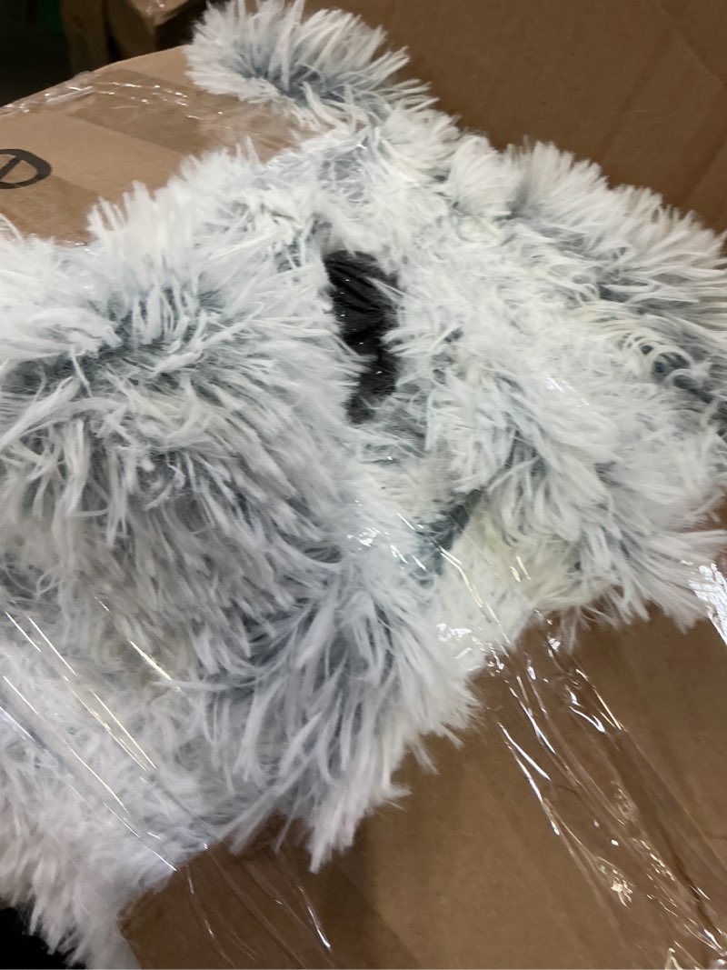 Condition photo showing As Is for Glow Pups Calming Dog Bed, Memory Foam Bolster, Luxurious Faux Fur, Cozy Oval Design, Machine Washable Cover, Light Grey (41.3 x 29.5 x 9.8)