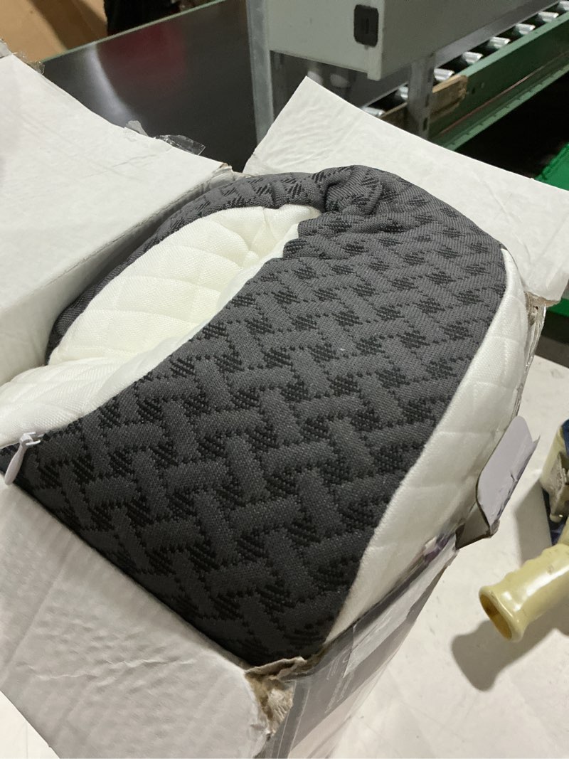 Condition photo showing As Is for saheyer side sleeper pillow with arm holes, 2 in 1 shoulder relief system for rotator cuff pain, memory foam pillow for adults with 3 arm place hole - for side, back and stomach, black