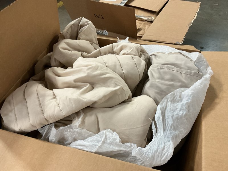 Condition photo showing As Is for Tan comforter set, size unknown 