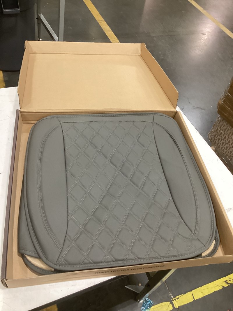 Condition photo showing Good Condition for motor trend car seat cushion, 2 pack - diamond stitched faux leather seat covers for cars trucks suv, gray padded car seat covers with storage pockets, premium automotive seat covers for front seats 2 front seat covers gray