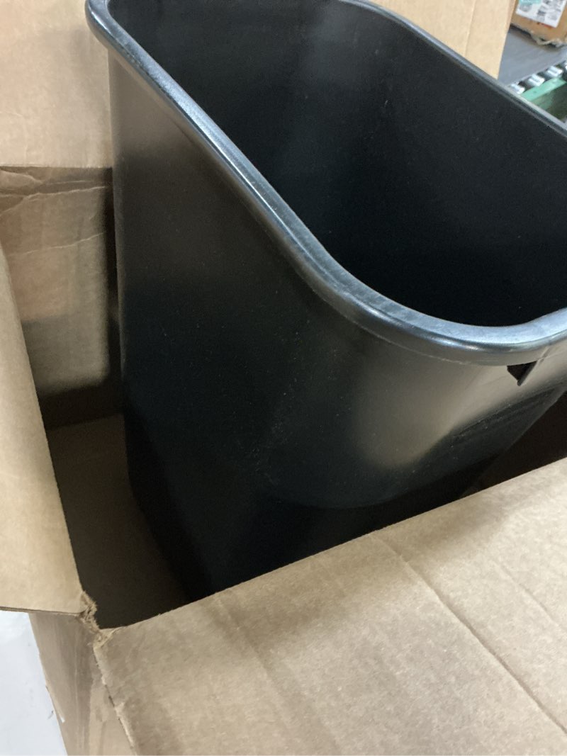 Condition photo showing Good Condition for rubbermaid commercial wastebasket trash container, 41qt/10.25 gal, plastic, black, stackable trash can for bedroom/bathroom/office, fits under desk/sink/cabinet 41 quarts black 1