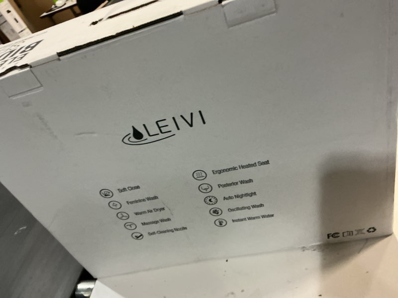 Condition photo showing New/Like New for LEIVI Electric Bidet Toilet Seat with Wireless Remote and Side Panel, Multiple Spray Modes, Adjustable Heated Seat, Warm Water and Air Dryer, Auto LED Nightlight, Elongated White Oval