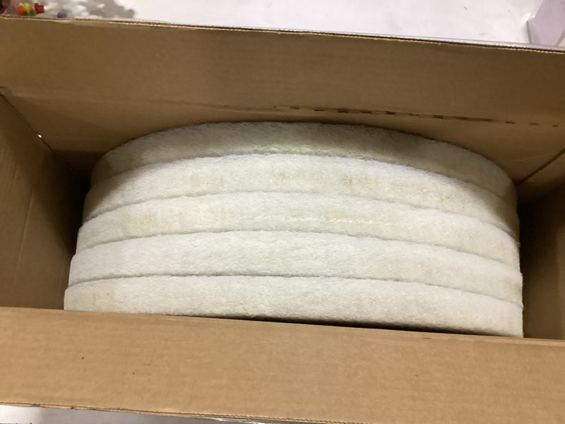 Condition photo showing New/Like New for boardwalk polishing floor pads, 17" diameter, white, 5/carton
