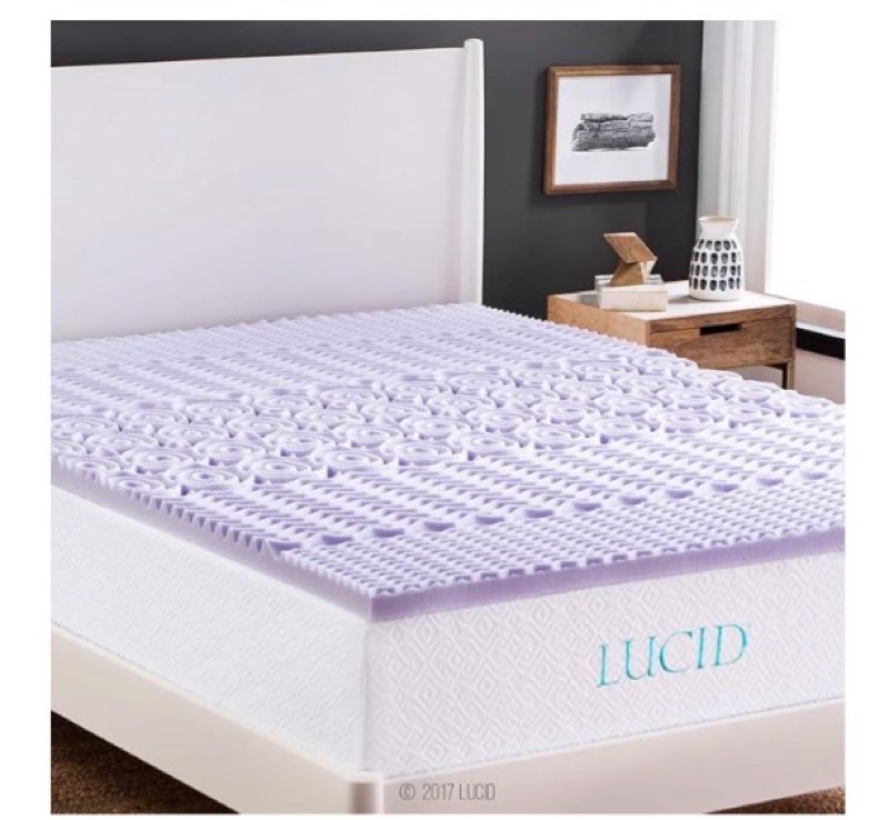 LUCID Lavender Infused 2 Inch Memory Foam Mattress Topper with 5 Zones – Twin Size – Plush Feel – CertiPUR Certified – Dorm Room Essentials