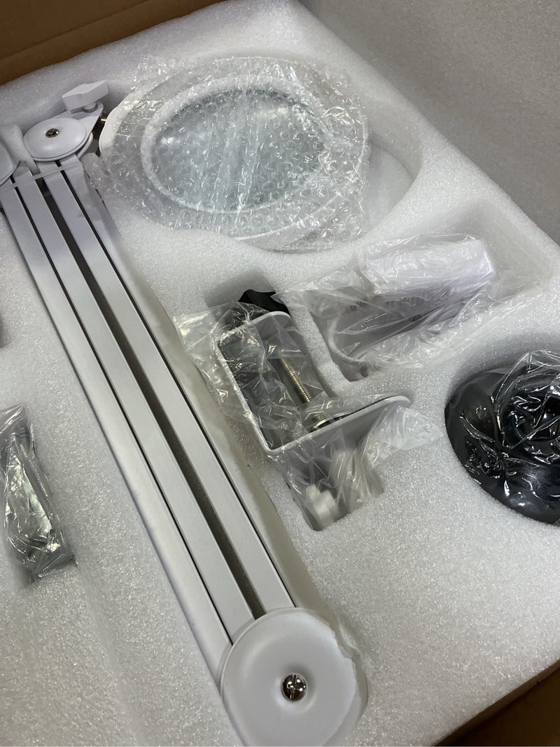 Condition photo showing New/Like New for 10X Magnifying Glass with Light and Stand, Super Bright 2,200 Lumens LED Magnifying Floor lamp with 5 Wheels Rolling Base, 5 Color Modes Stepless Dimming Lighted Magnifier for Esthetician Facial Salon White 10X