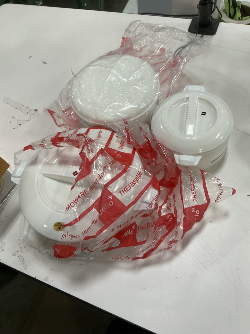 Condition photo showing Good Condition for Cello Chef Super 3 pcs Insulated Hot Pot Casserole Gift Set 423ml, 784ml, 1250ml (White)