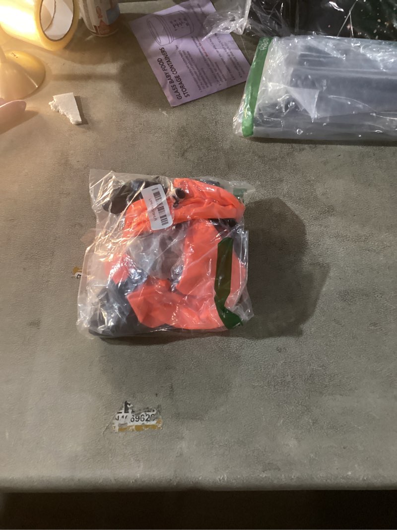 Condition photo showing New/Like New for M Adjustable Dog Suspender Boots & Hiking Shoes, Waterproof Winter Snow Gear Boots with Anti-Slip Sole, Reflective Snowsuit Design That Helps Stay On for Cold Weather Adventures Orange Medium