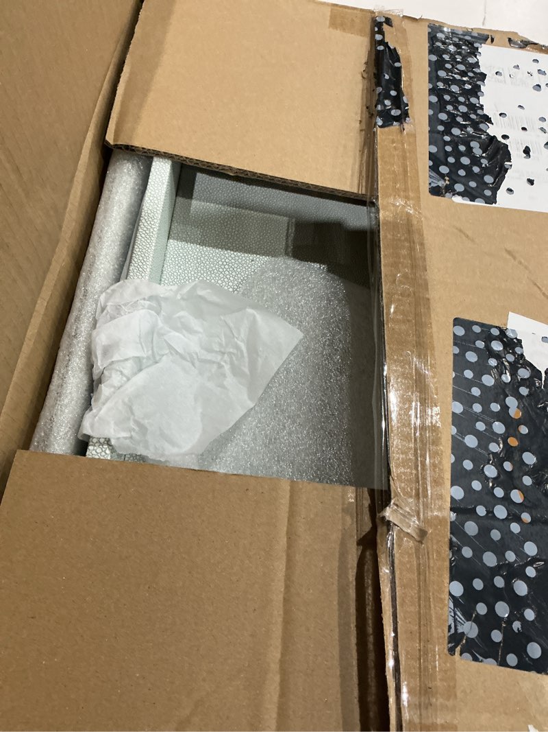 Condition photo showing Good Condition for 2 Pack Large Ottoman Tray Shagreen Decorative Tray Serving Tray with Acrylic Gold Handles, Ice Blue Vegan Leather Coffee Table Tray for All Occations Home Decor Ice Blue 2 Pack, L(19.7" x 12" x 2")M(17.7" x 10.2" x 2")