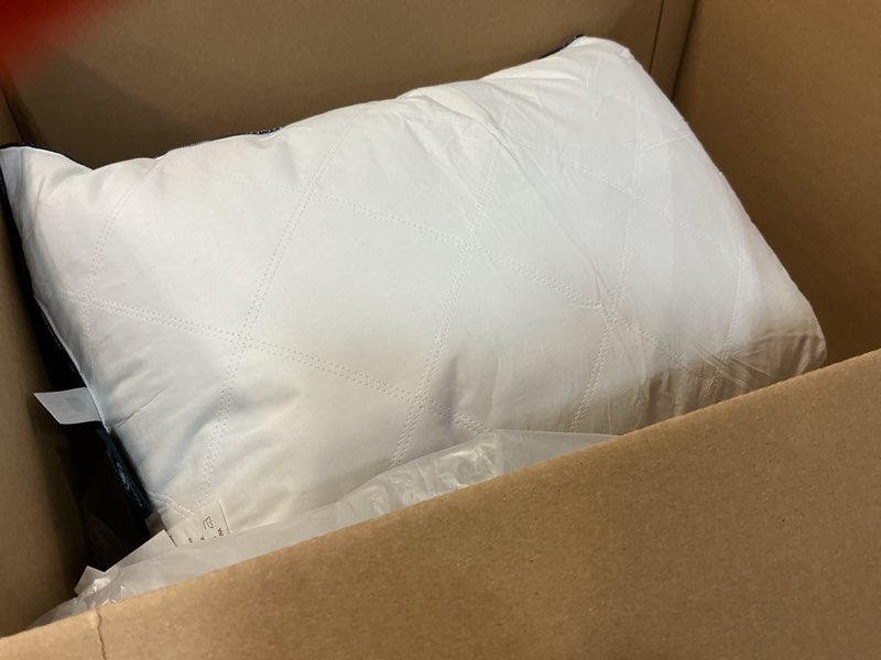 Condition photo showing As Is for Pacific Coast Gusseted Pillows Queen Size Set of 2, Goose Feather and Down Firm Pillows, Luxury Hotel Collection Bed Pillows for Sleeping, Supportive Gusseted Dsign for Side and Back Sleepers
