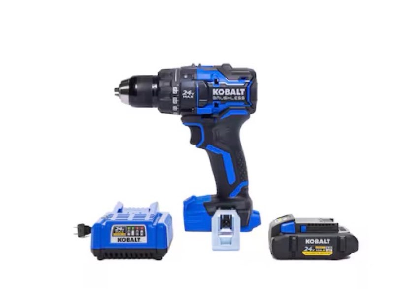 kobalt xtr 24-volt 1/2-in keyless brushless cordless drill ( 1 -batteries included, and charger included
